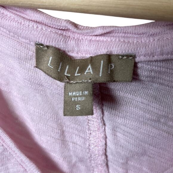 Lilla Small Pink Women's Top V-Neck Cotton - Picture 4 of 5